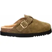 Scholl Klomp Women Benny Suede Fur Khaki-Schoenmaat 38