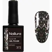 Nailura - Gel Polish 372 - Black Silver Glitter - 10 ml