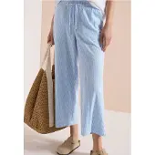Cecil Dames 7/8 Wide Legs broek in seersucker kwaliteit - Blauw - XXXL