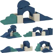 AIYAPLAY Kids Soft Play Set-Samt, PU-Schaumstoff-50L x 40B x 25H cm-Blau