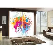 Fun-Möbel Kledingkast GILES: Schuifdeurkledingkast met grafische prints, 205x215 cm