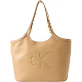 Calvin Klein Shopper 'Contrast Monogram Tote' cappuccino
