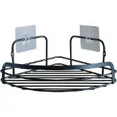 Wicotex Hoekrek metaal met 2 plakstrips zwart zwart Metaal Douche- en badrekje