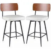 Northix Zes rotatiebare barkrukken, 2 stuks, wit kunstleer, ergonomisch