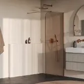 Brauer Orion inloopdouche bronsglas 90cm afgerond koper geborsteld PVD