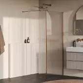 Brauer Oblivion inloopdouche ribbelglas 100cm met 30cm zijwand koper geborsteld PVD