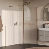 Brauer Oblivion inloopdouche ribbelglas 120cm met 30cm zijwand koper geborsteld PVD