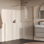 Brauer Oblivion inloopdouche ribbelglas 100cm koper geborsteld PVD