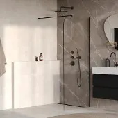 Brauer Orion inloopdouche helder glas 90cm afgerond zwart mat