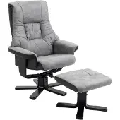 HOMCOM relaxfauteuil - met hocker - 360° draaibaar - 135° kantelbaar