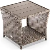 Casaria Polyrotan Bijzettafel Vedis Creme 45x45x40cm