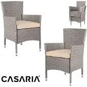 Casaria Polyrotan Tuinstoelen 2 Stuks Crème/Beige stapelbaar