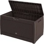 Casaria tuinkist 310 liter, met wielen, weerbestendig, gevlochten uitstraling, bruin