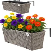 Casaria Polyrotan Balkonbak Set van 2 Creme