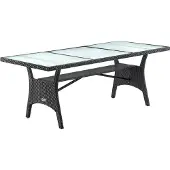 Casaria Polyrotan Tuintafel Takeo Zwart 190x90x74cm Glas