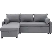 CALICOSY 3-zits slaapbank in stof met chaise longue l219 cm louison
