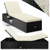 Casaria Polyrotan ligbed Zwart/Crème 200x58x33cm