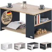 Casaria Salontafel Opbergvakken – Draagvermogen 50kg 90x59x48cm – Hout Grijs