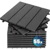 Casaria Tegels 55 stuks Klassiek Antraciet WPC 30x30cm