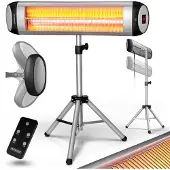 Monzana Infraroodstraler 2500W - 3 Standen - Statief Zilver