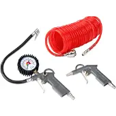 Deuba Perslucht Toebehoor Set van 3 Pistool Manometer Spiraalslang