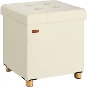 Casaria Poef Beige Fluweel 42x38x38cm inklapbaar