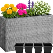 Casaria Hoge Plantenbak Grijs Kunststof 95x27x60cm
