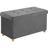Casaria Opbergbank Antraciet Fluweel 76x38x42cm opvouwbaar