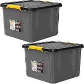 Monzana Opbergbox Set van 2 Grijs/Antraciet 39x39x26cm stapelbaar