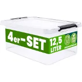 Deuba Opbergbox 4 Stuks Transparant 39x29x17cm 12,5L stapelbaar