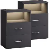 Casaria Nachtkastje Jamie Set van 2 Antraciet 55x40x28cm