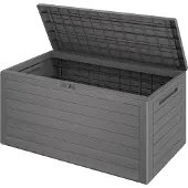 Casaria Kussenbox Woody 120cm grijs hout-look – tuinkussenbox tuinbox