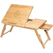 Casaria Laptoptafel Bamboe 55x28x35cm ventilatiegaten & lade