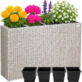 Casaria Polyrattan Bloembak Creme 95x27x60cm