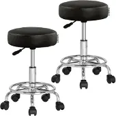 Casaria Kruk op Wielen - 2 Stuks Draaibaar Hoogte 51-65 cm – Zwart