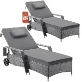 Casaria Ligbed Set van 2 Grijs/Antraciet Kunststof 193x90x43cm