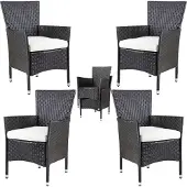 Casaria Polyrotan Tuinstoelen 4 Stuks Bruin/Crème stapelbaar