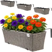 Casaria Plantenbak Polyrotan 4 Stuks Crème