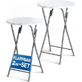 Casaria Statafel Set van 2 - Inklapbaar Marmerlook 110cm Ø60cm - Wit