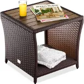 Casaria Bijzettafel - Polyrattan Vierkant 45x45x40cm - Bruin