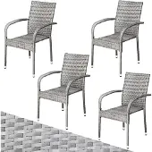Casaria Polyrotan Tuinstoel Comfort 4 stuks Grijs