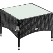 Casaria Polyrotan Bijzettafel Zwart 58x58x42cm