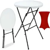 Casaria Statafel Wit Ø72cm + Statafelhoes Bordeaux Ø70cm