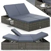 Casaria Polyrotan ligbed Grijs/Antraciet 200x115x33cm