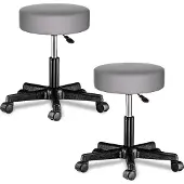 Casaria Verstelbare Draaikruk - 46/60cm Zithoogte – 2 Stuks Grijs