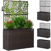 Casaria Polyrattan Bloembak met Latwerk Bruin