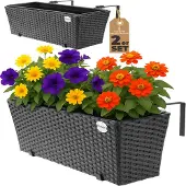 Casaria Polyrotan Balkonbak Set van 2 Zwart