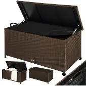 Casaria Polyrotan Kussenbox Bruin 117x53x60cm met wielen