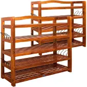 Casaria Schoenenrek 2 Stuks Massief Acaciahout 82x95x26cm