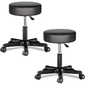Casaria Bureaustoel Bureaukruk - Draaistoel - Gestoffeerde – Zwart – 2 Stuks
